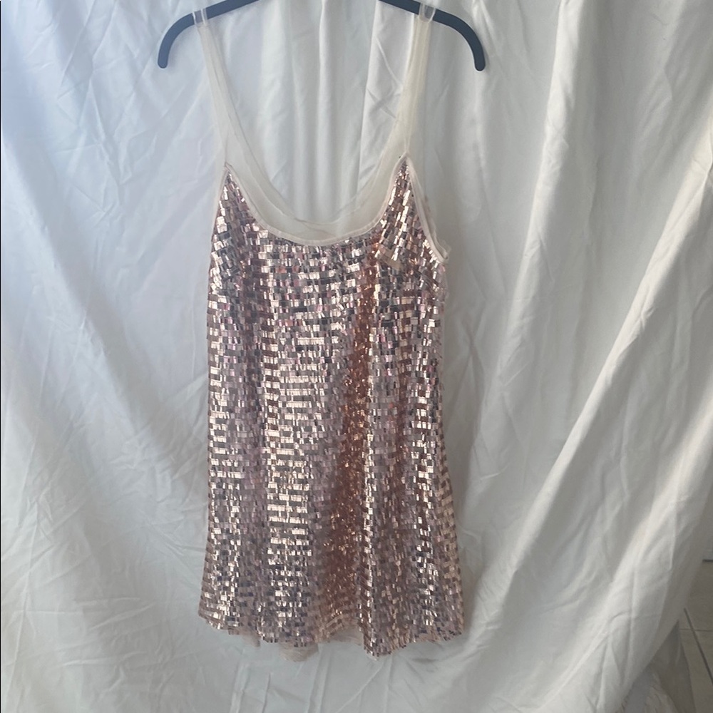 Free People Disco Fever Sequin Dress in Rose Gold - Picture 2 of 5